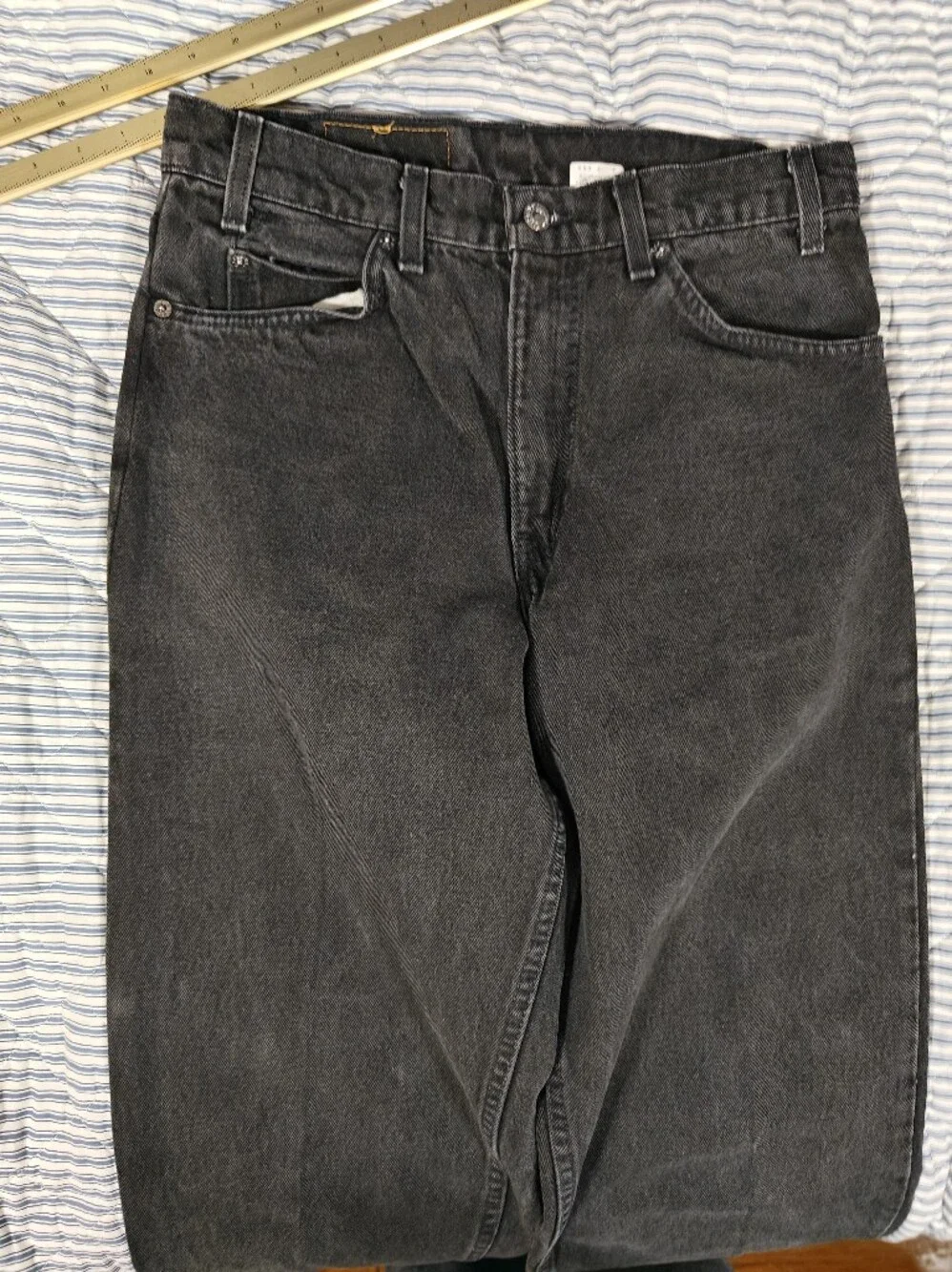 Vintage Orange Tab Levis 550 Mens 32x34 Black Relaxed Fit Jeans USA Made
